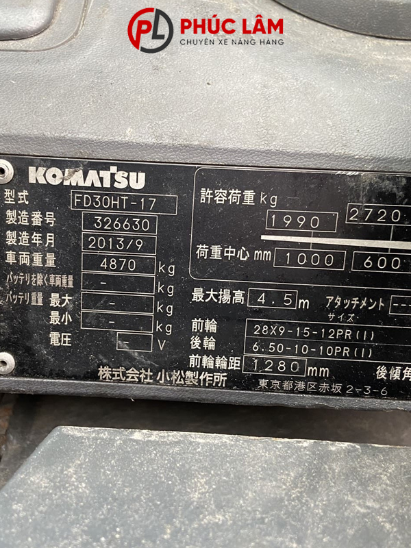 Xe nâng dầu 3 tấn Komatsu FD30HT-17 2
