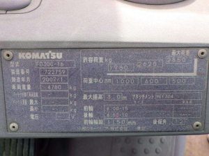 Xe nâng dầu 3.0 tấn Komatsu model FD30C serial 722759