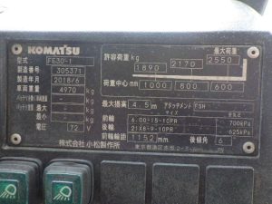 xe nâng điện 3.0 tấn Komatsu FE30-1 serial 305371
