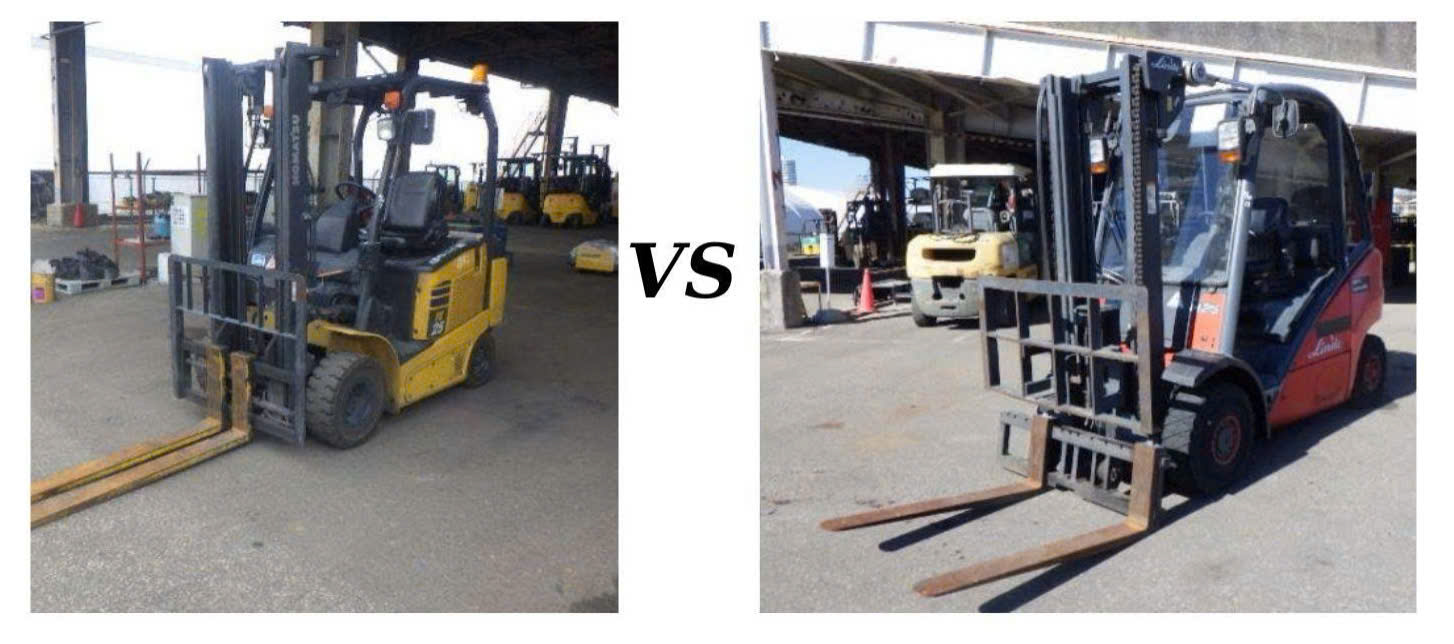 So sánh xe nâng dầu và xe nâng điện 2.5 tấn